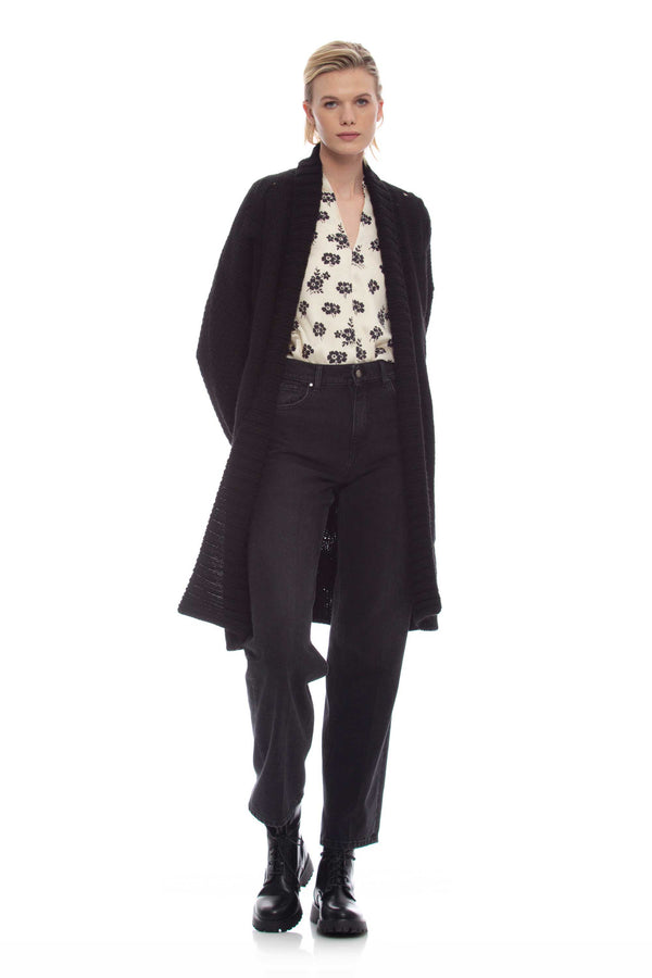 Long cardigan with shawl collar - Sweater  OBISUMI