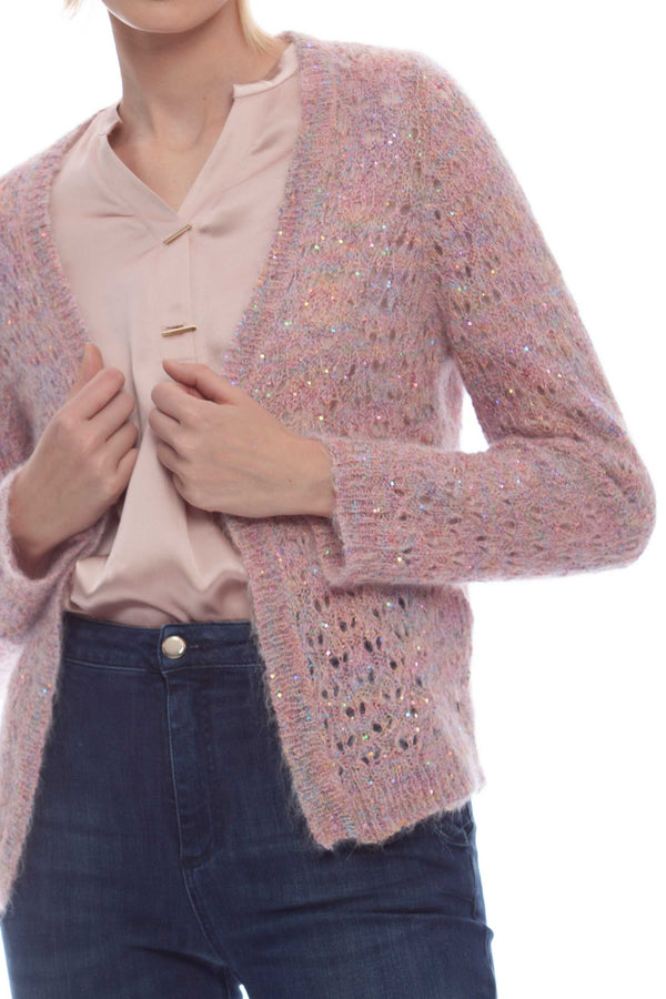 Open cardigan with mesh pattern - Sweater  TOTGAN