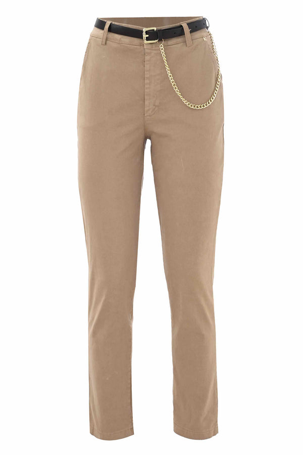 Pantaloni straight con dettaglio catena e cintura - Pantalone Color BAERAY