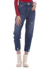 High-waisted jeans with belt - Jeans CENBER