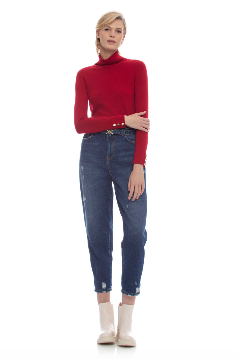 High-waisted jeans with belt - Jeans CENBER