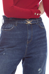 Jeans a vita alta con cintura - Pantalone Denim CENBER