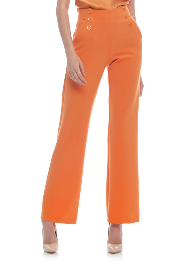 Elegant high-waisted trousers with buttons - Trousers FENETH