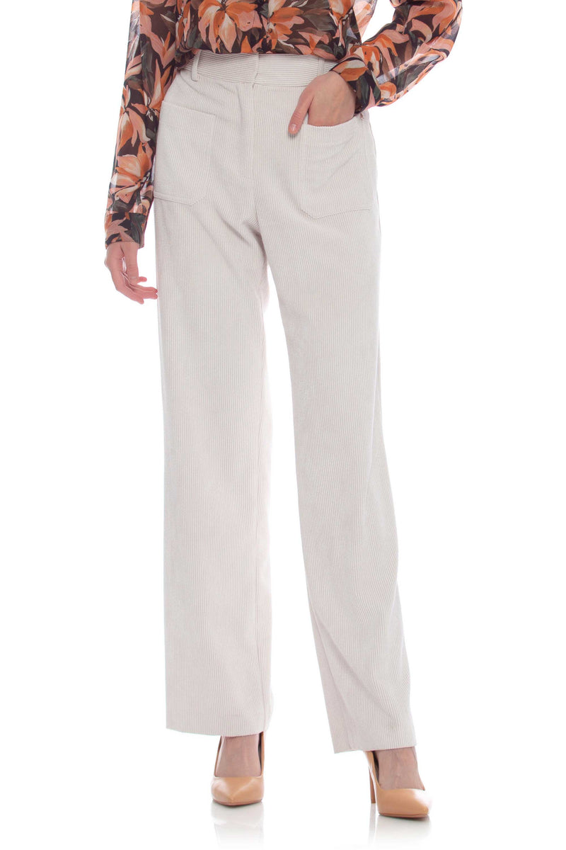 Straight ribbed trousers with concealed fastening - Trousers CERNITH