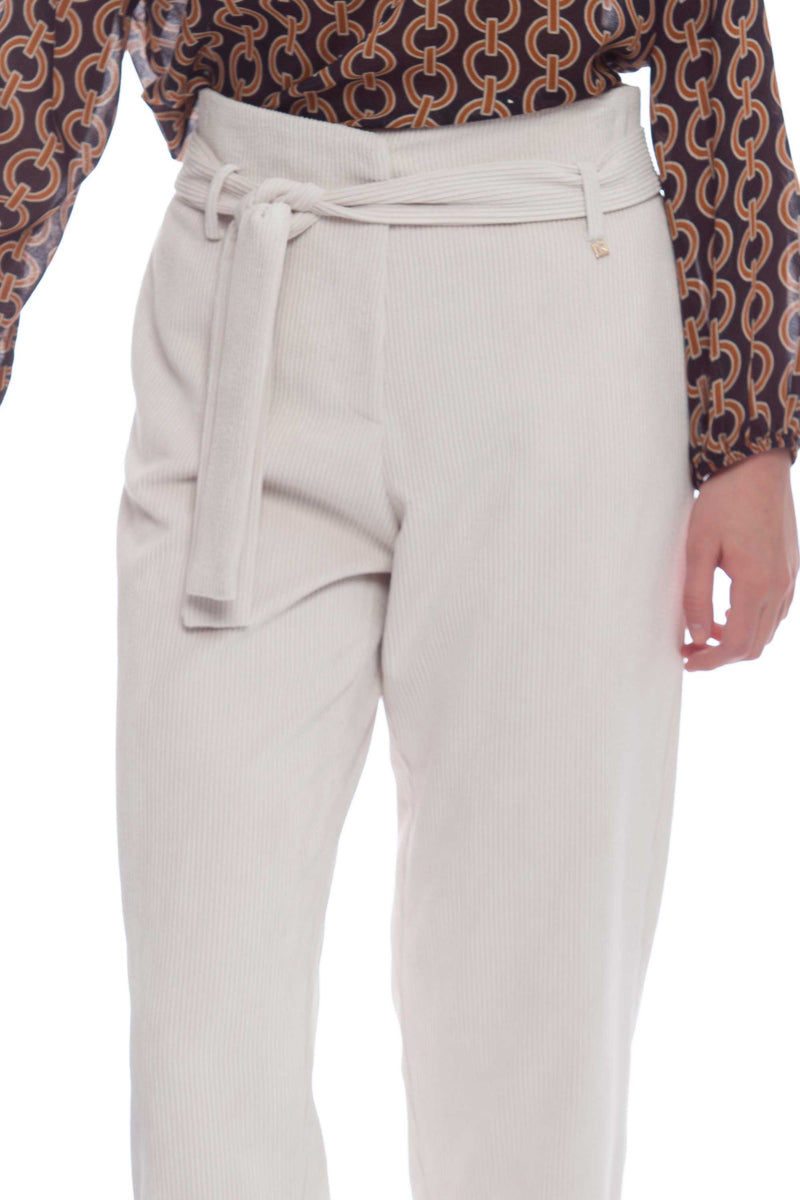 Pantaloni in tessuto a costine con cintura - Pantalone Fashion CENTERPO