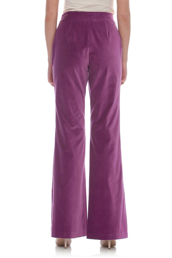Slightly flared solid colour cotton trousers - Trousers BEMAK