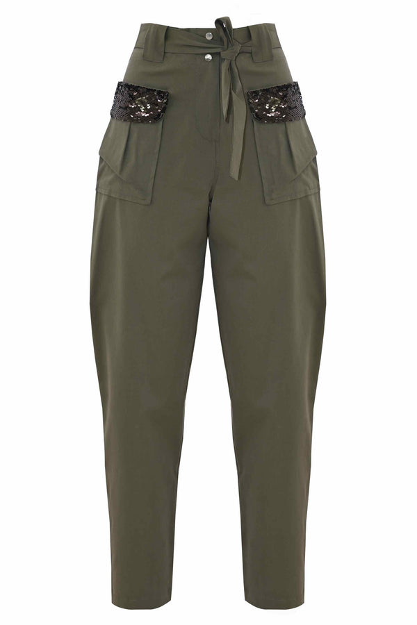 Egg-shaped trousers with sequined pockets - Trousers ALFITH