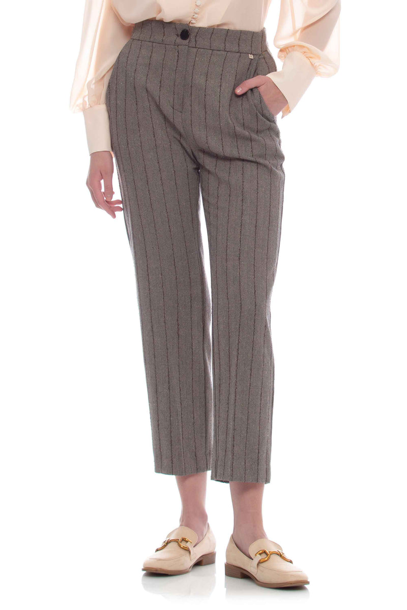 Straight trousers with striped pattern - Trousers ATHENA
