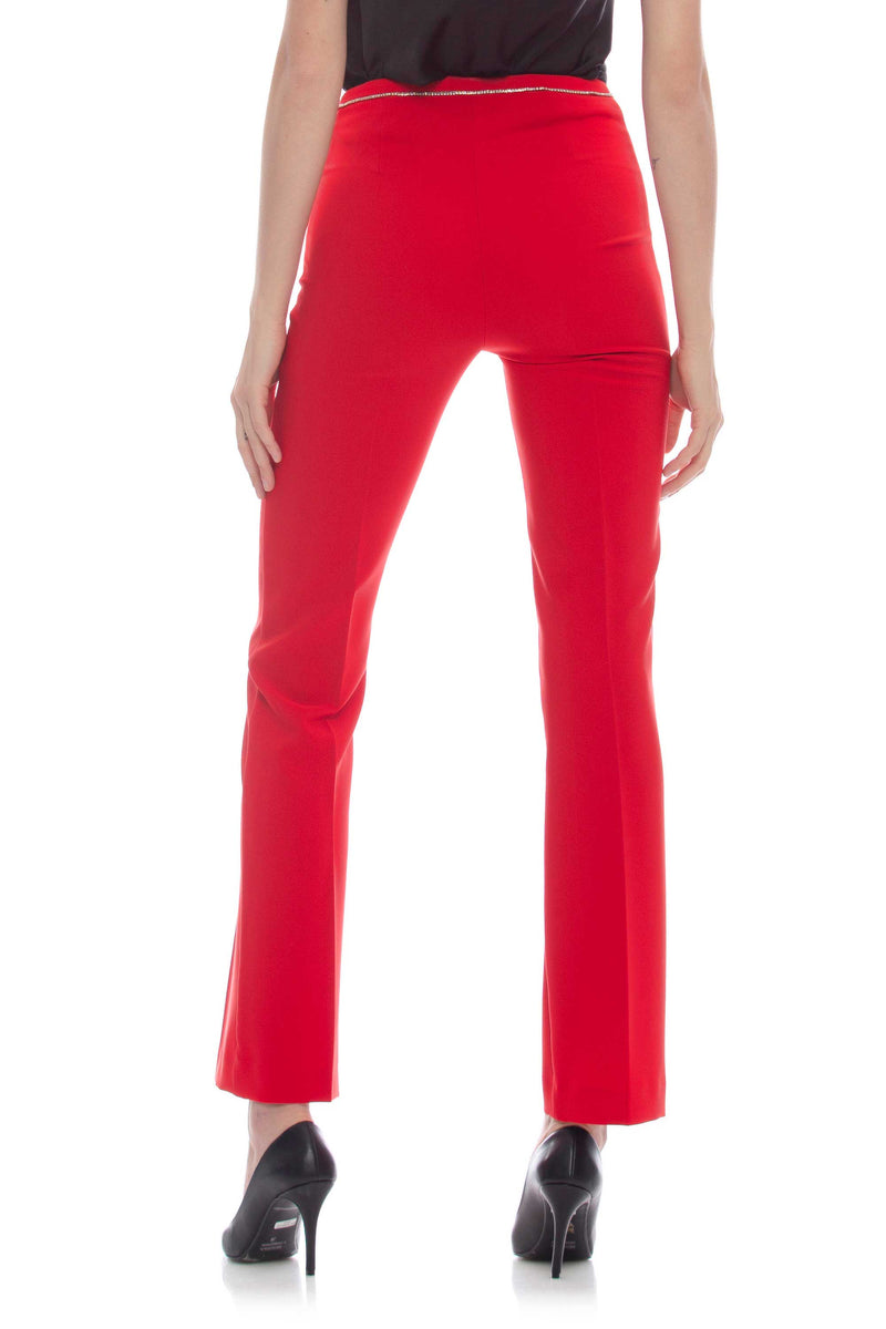 Comfortable trousers with rhinestones at the waist - Trousers with applications OPHELK