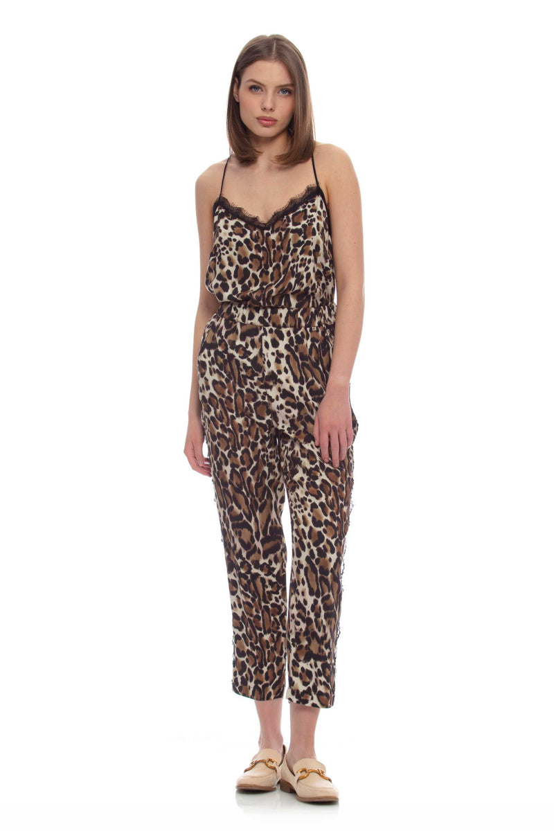 Animal print top with lace insert - Top MARAWENN