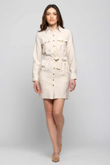 Shirt dress with golden buttons - Dress RULOR
