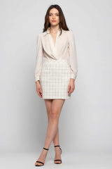 Shirt dress with tartan skirt - Dress BAJUS