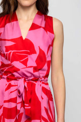 Long sleeveless dress with a two-tone pattern - Dress GLAEOLA
