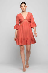 Boho dress with lace inserts - Dress DRULNIR