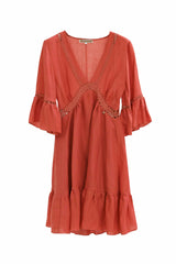 Boho dress with lace inserts - Dress DRULNIR