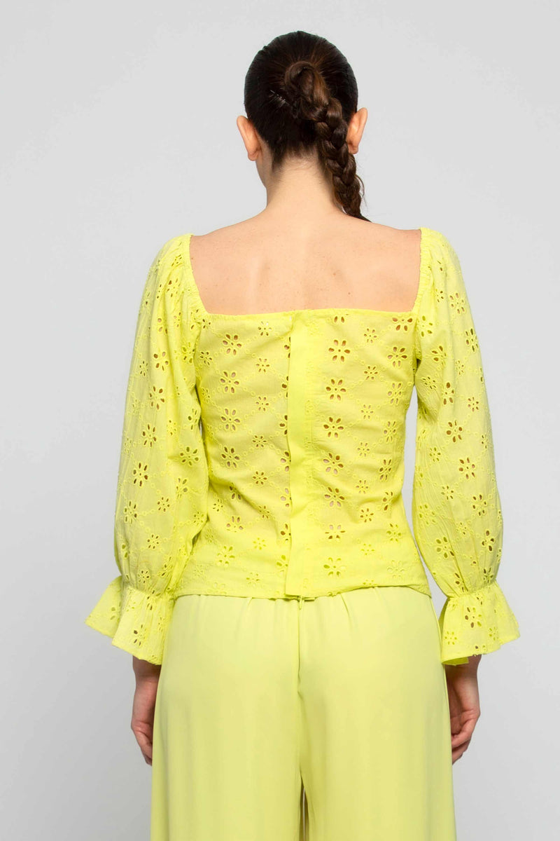 Chemisier en coton avec détails ajourés - Blouse VIEYA