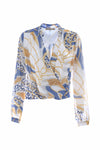Flower and leaf print blouse with a wrap neckline - Blouse OOKA