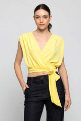 Tie-front cropped blouse - Blouse VILWEN