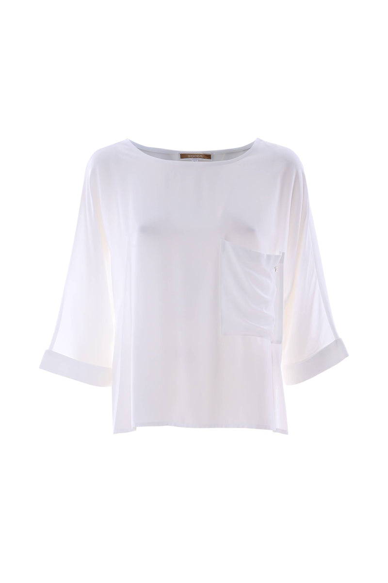 Boxy blouse with patch pocket - Blouse MARJANI
