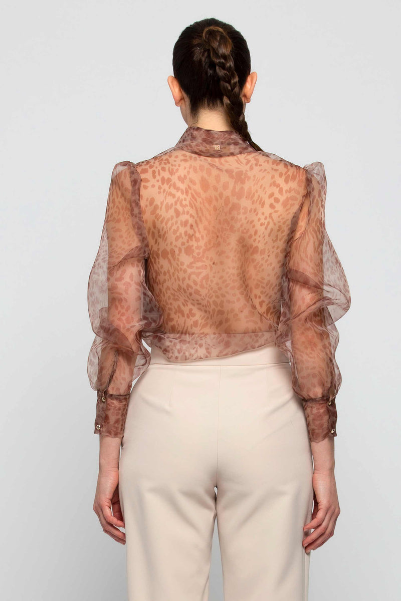 Camicia animalier con profili a contrasto - Camicia BROGA