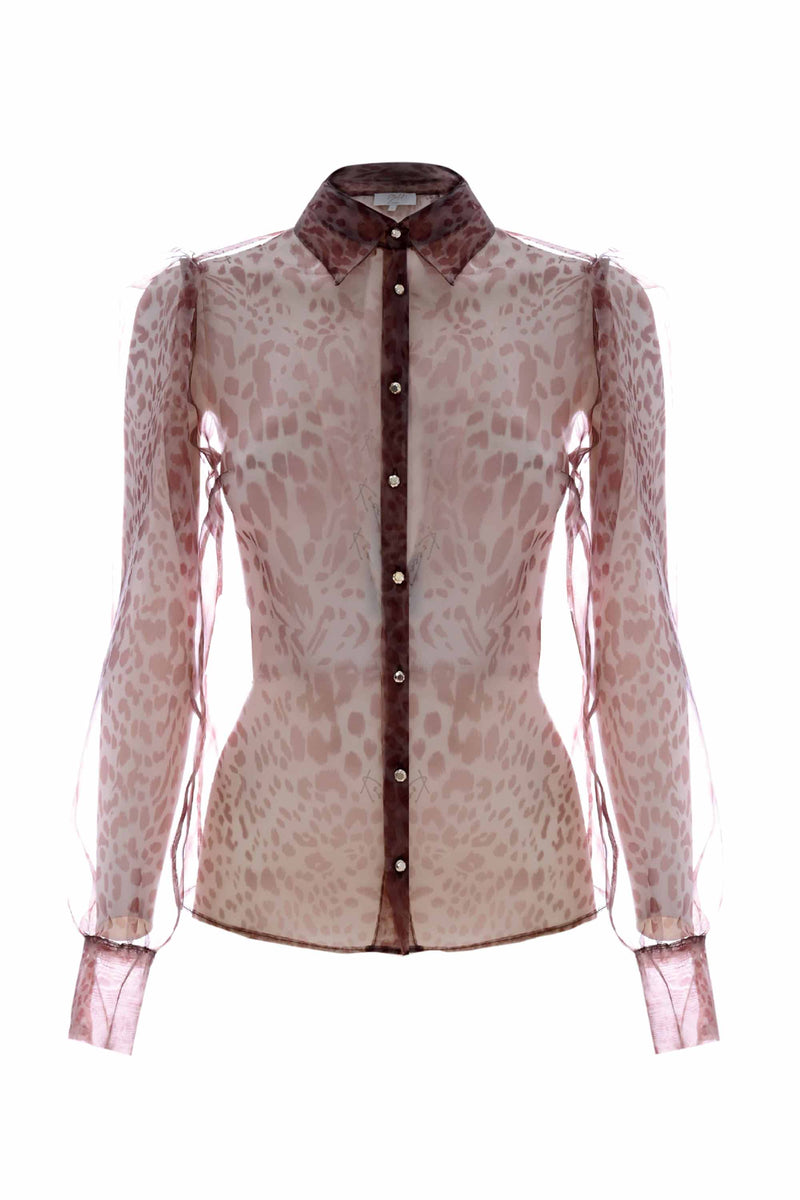 Camicia animalier con profili a contrasto - Camicia BROGA