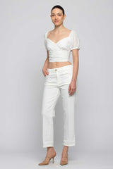 Pantalone in cotone con risvolto - Pantalone Color GRANT
