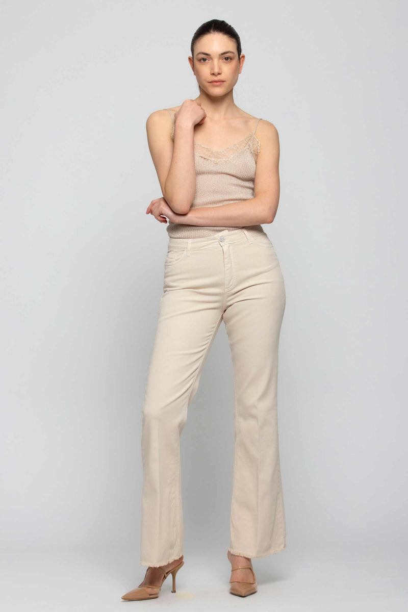 Cotton trousers with a jewelled button - Color Trousers HAMAKAI