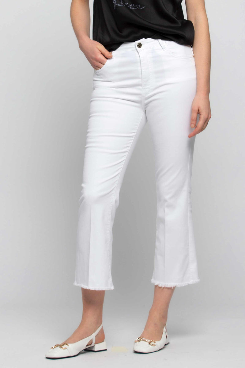 Cotton trousers with fringed hems - Color Trousers DALEVI
