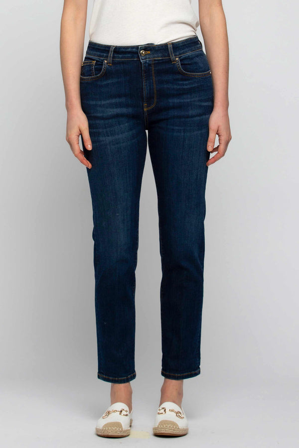 Denim and cotton trousers with turn-ups - Denim trousers GRANT