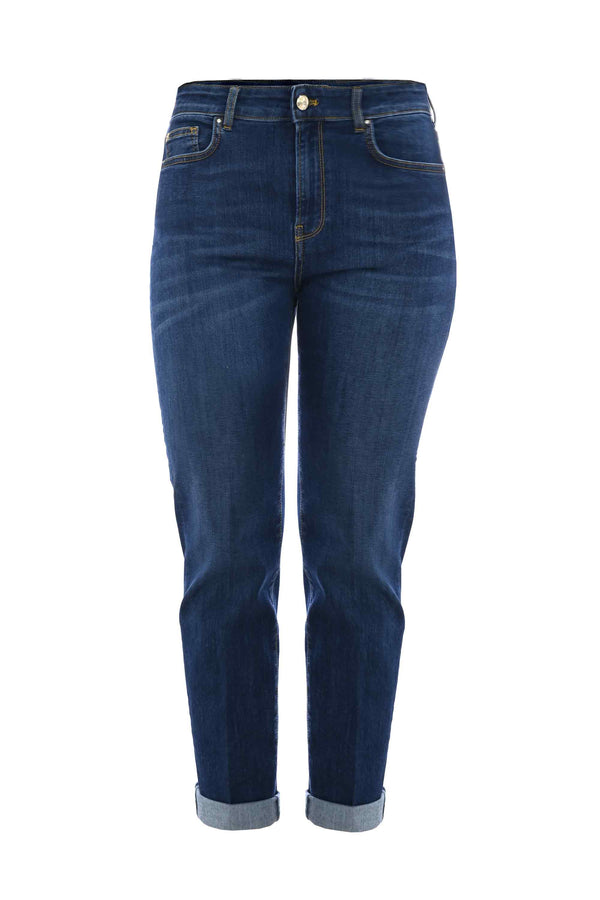 Denim and cotton trousers with turn-ups - Denim trousers GRANT