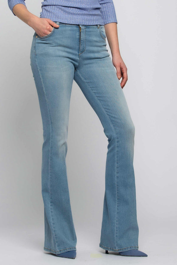 High-waisted denim and cotton trousers - Denim trousers GRAZIA