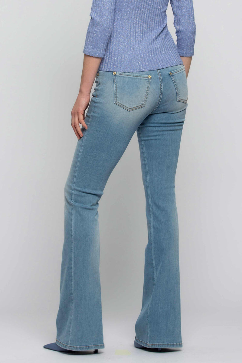 Jeans a zampa con vita alta - Pantalone Denim GRAZIA