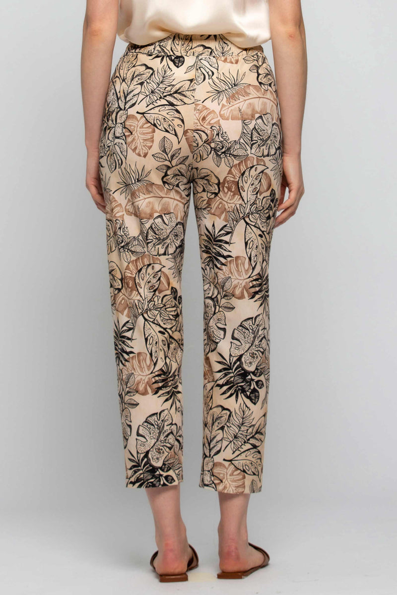 Foliage print capri pants - Fashion trousers BIZTAR
