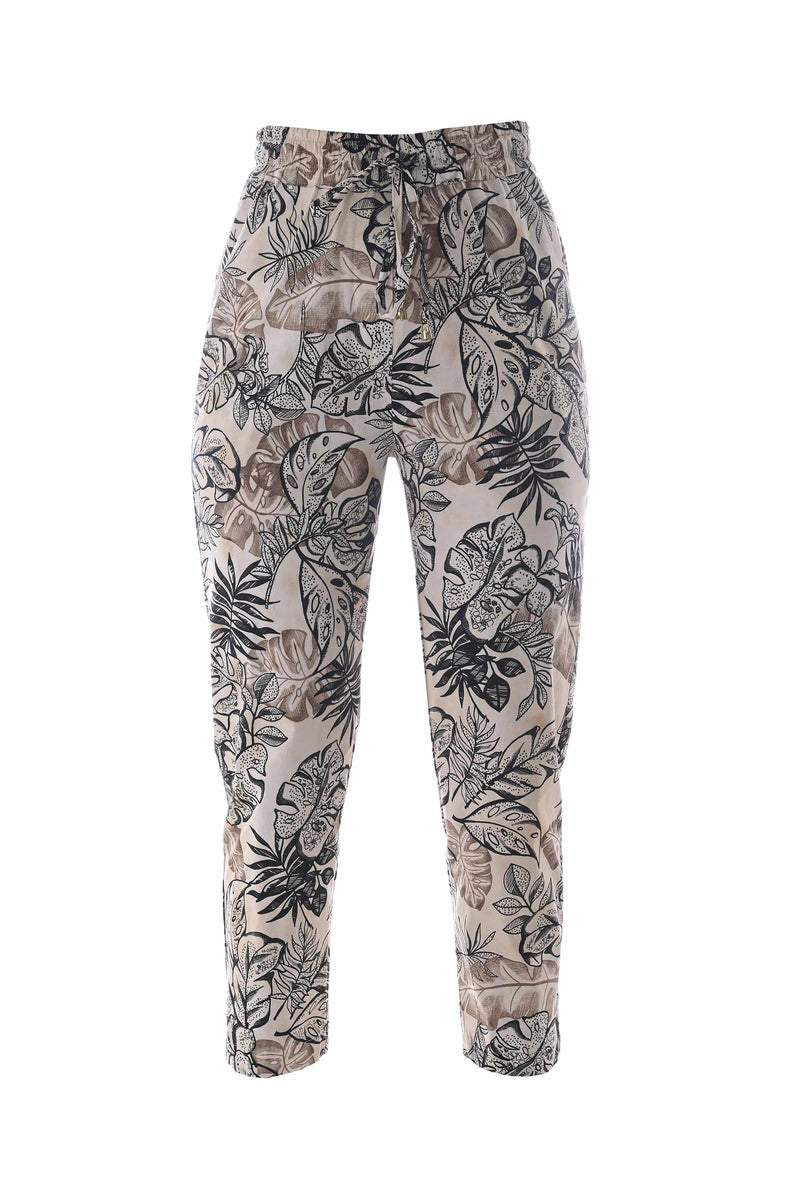 Foliage print capri pants - Fashion trousers BIZTAR