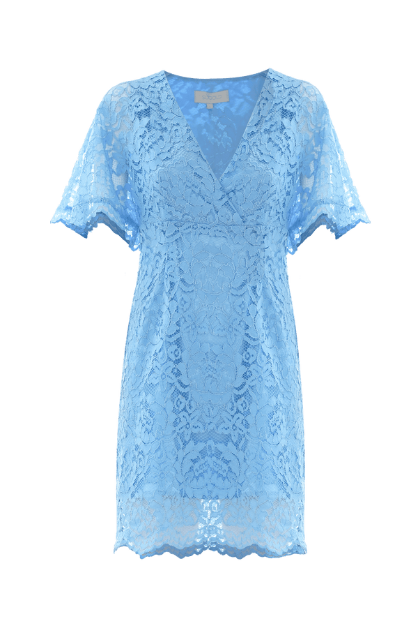 Short-sleeved lined lace mini dress - Dress MIRTILLA