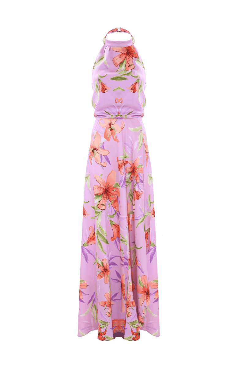 Long halterneck floral dress - Dress LOREDANA