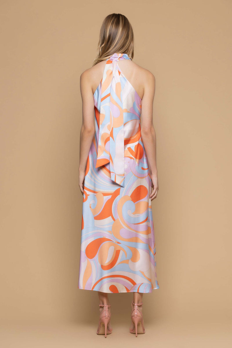Optical patterned halterneck long dress - Dress NADI