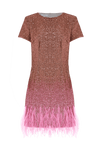 Mini sleeved dress with sequins and feathers - Dress COLLY