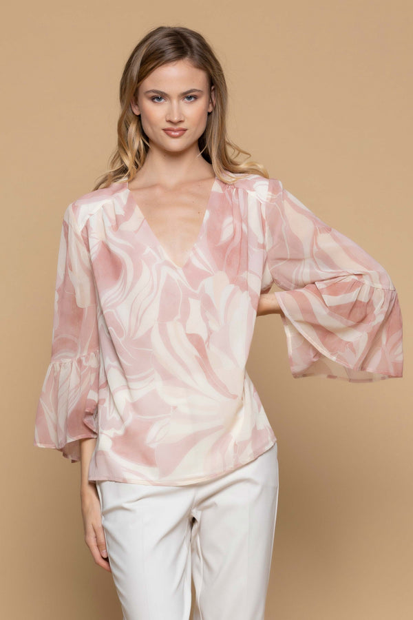 Elegant blouse with an abstract pattern - Blouse DIAMANTEA