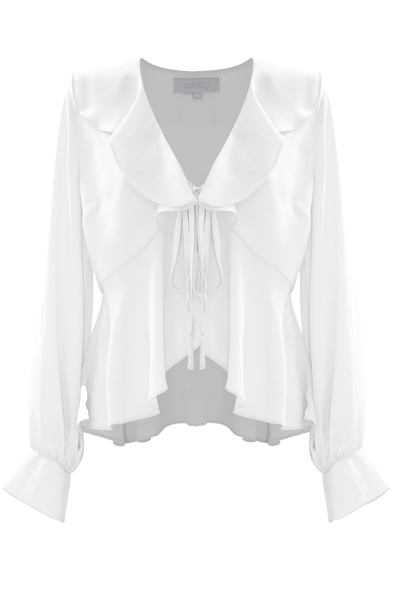 Ruffled blouse with a lace-up front - Blouse DESIRE
