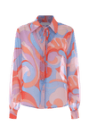 Patterned blouse with covered buttons - Shirt CHANTAL