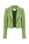Cropped jacket with a rhinestone brooch - Jacket EMMA