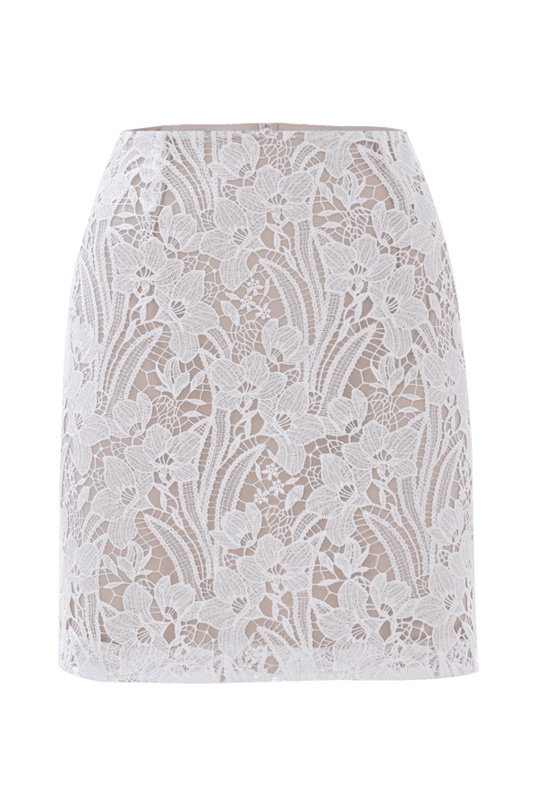 Falda floral corta de encaje bordado - Falda MORENA