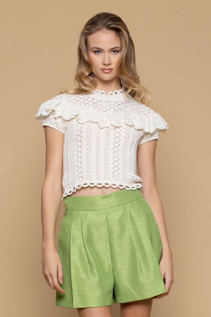 Jumper with openwork and broderie anglaise details - Sweater MORGAN