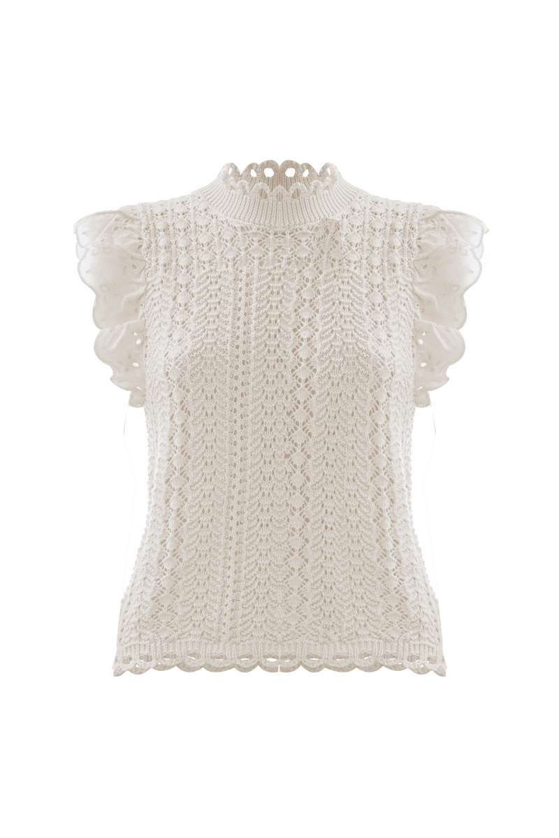 Pull à manches courtes en broderie anglaise - Pull MICHAEL