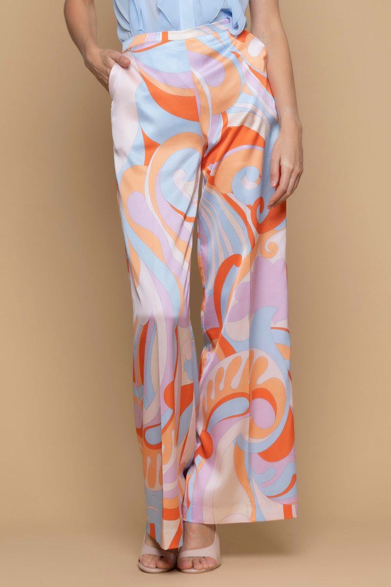 Wide-leg trousers with a multicoloured pattern - Trousers CELESTINE