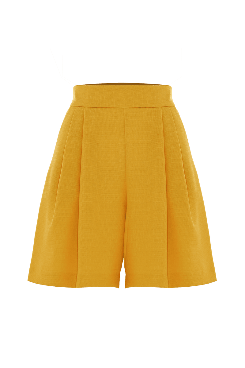 Flared high-waisted shorts with pleats - Short NANCY