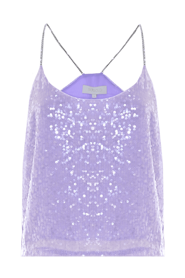 Sequinned top with rhinestone straps - Top SILVIA