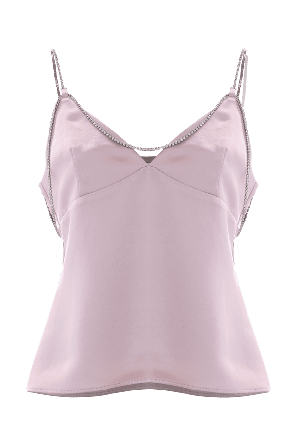 Top with shoulder straps in slightly flared rhinestone - Top ANAISA