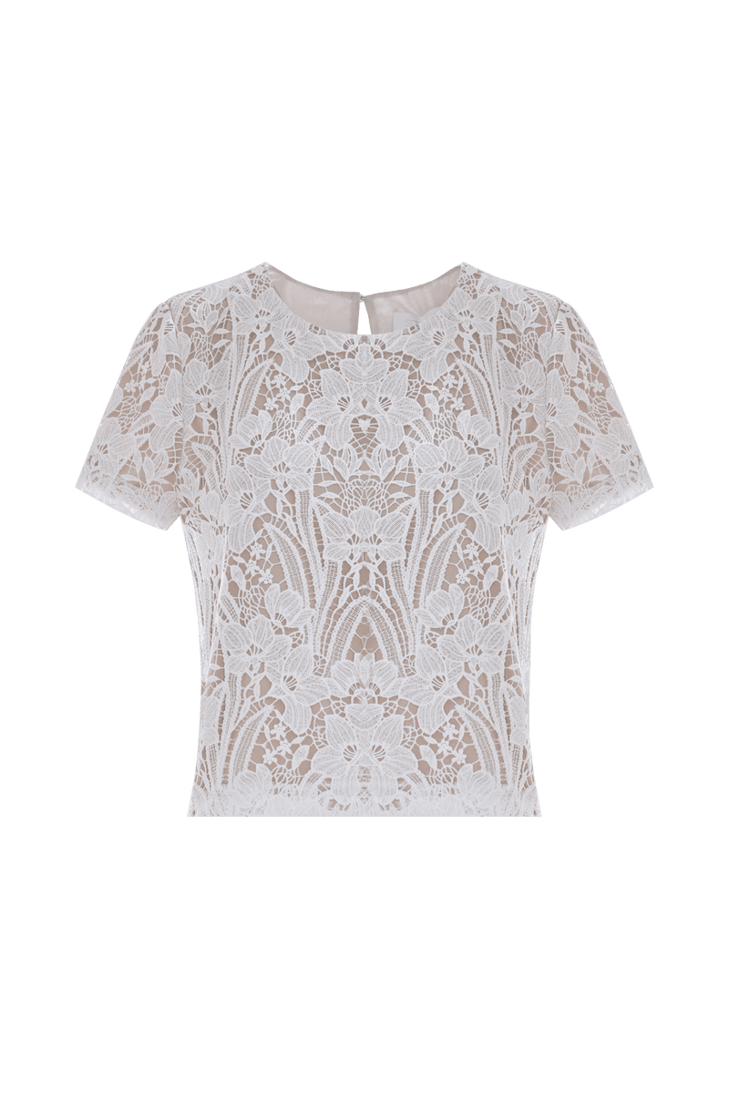 Cropped blouse with rebrodé lace - T-shirt MARTY